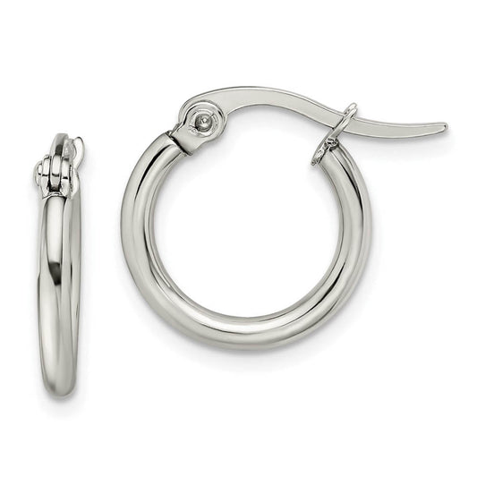 2mm Stainless Steel Classic Round Hoop Earrings - 15.5mm (5/8 Inch)