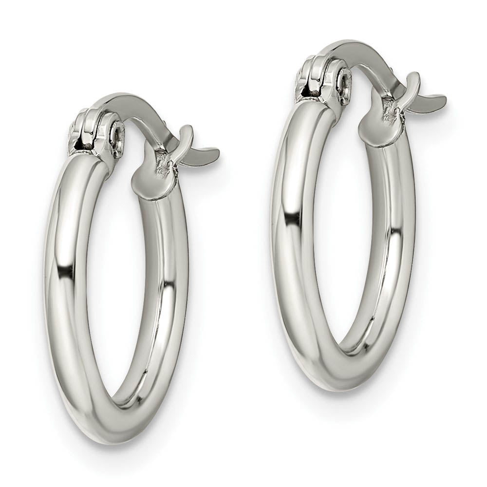 2mm Stainless Steel Classic Round Hoop Earrings - 15.5mm (5/8 Inch)