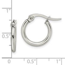 2mm Stainless Steel Classic Round Hoop Earrings - 15.5mm (5/8 Inch)
