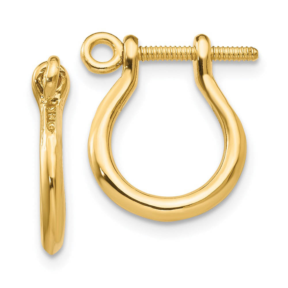 Small Shackle Link Screw Post Hoop Earrings in 14k Yellow Gold