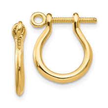 Small Shackle Link Screw Post Hoop Earrings in 14k Yellow Gold