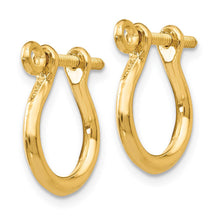 Small Shackle Link Screw Post Hoop Earrings in 14k Yellow Gold
