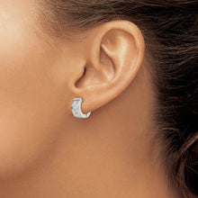 Stainless Steel CZ Cross Hinged Round Hoop Earrings, 6 x 14mm