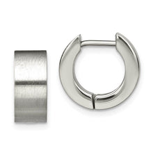 Stainless Steel Brushed Polished Hinged Round Hoop Earrings, 5.5x13mm
