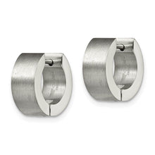 Stainless Steel Brushed Polished Hinged Round Hoop Earrings, 5.5x13mm