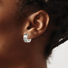 Stainless Steel Brushed Polished Hinged Round Hoop Earrings, 5.5x13mm