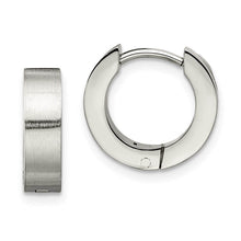 Stainless Steel Brushed Polished Hinged Round Hoop Earrings, 4 x 14mm