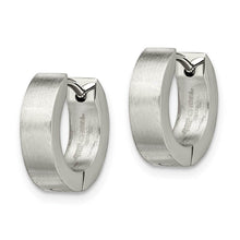 Stainless Steel Brushed Polished Hinged Round Hoop Earrings, 4 x 14mm