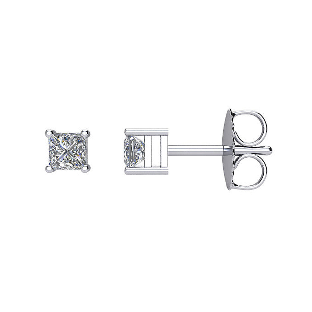 Princess Cut Diamond (G-H, SI2-SI3) Stud Earrings in 14k White Gold
