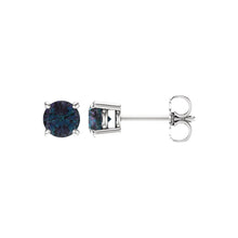 5mm Stud Earrings in 14k White Gold with Lab Created Alexandrite