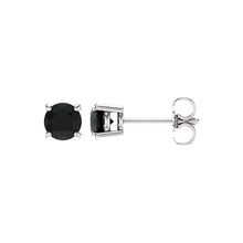 5mm Round Black Onyx Stud Earrings in 14k White Gold
