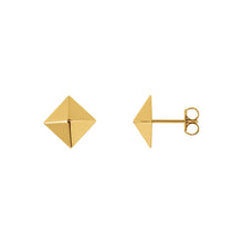8mm Polished Square Pyramid Stud Earrings in 14k Yellow Gold