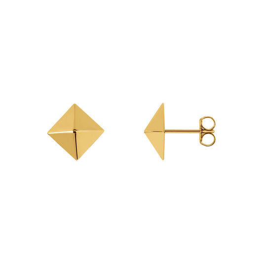 8mm Polished Square Pyramid Stud Earrings in 14k Yellow Gold