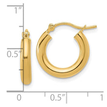 3mm Round Hoop Earrings in 14k Yellow Gold, 16mm (5/8 Inch)