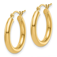 3mm Round Hoop Earrings in 14k Yellow Gold, 20mm (3/4 Inch)