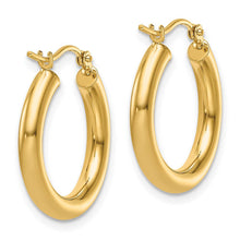 3mm Round Hoop Earrings in 14k Yellow Gold, 20mm (3/4 Inch)