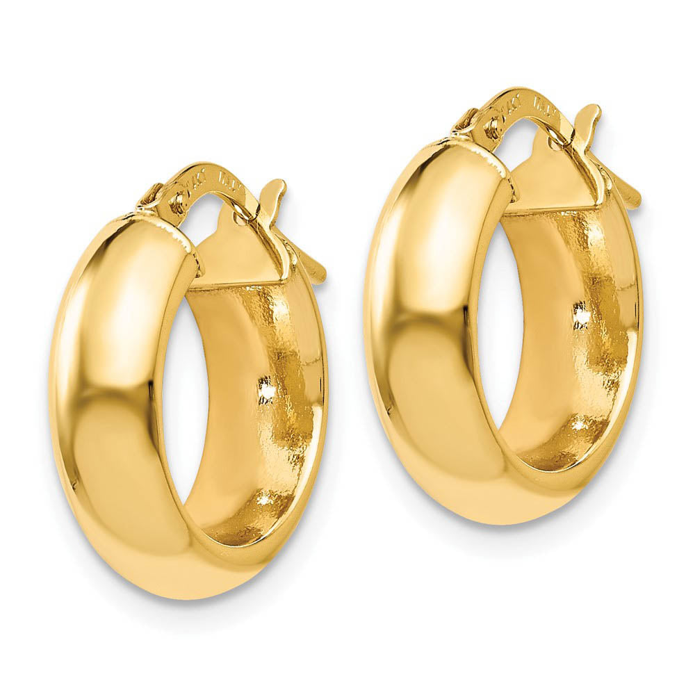 5mm Polished Round Hoop Earrings in 14k Yellow Gold, 16mm (5/8 Inch)