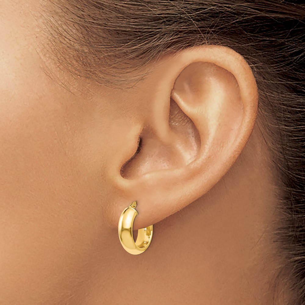 5mm Polished Round Hoop Earrings in 14k Yellow Gold, 16mm (5/8 Inch)