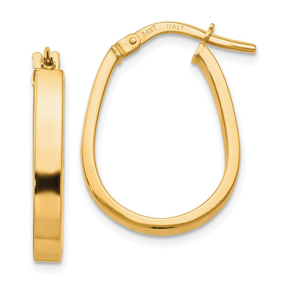 3mm U Shape Hoop Earrings in 14k Yellow Gold, 19mm (3/4 Inch)