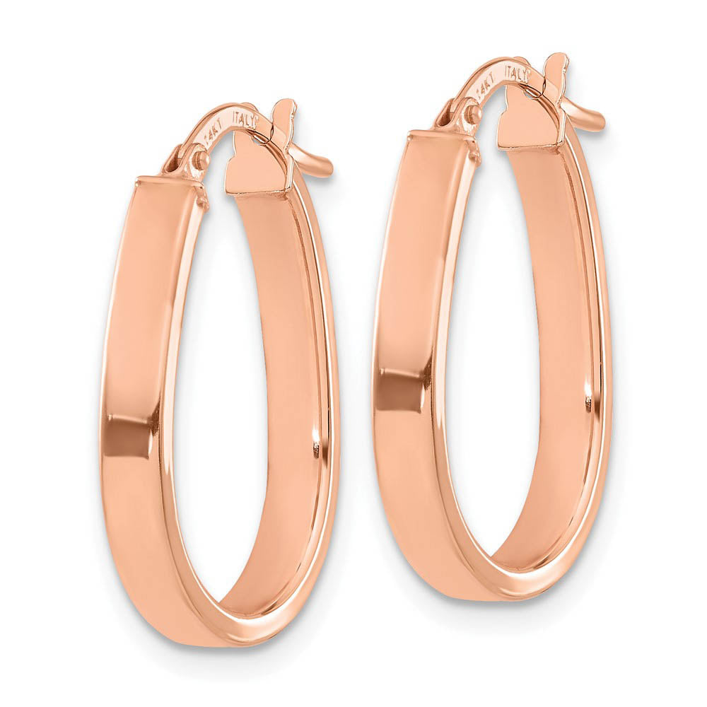 3mm U Shape Hoop Earrings in 14k Rose Gold, 19mm (3/4 Inch)