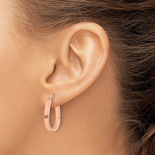 3mm U Shape Hoop Earrings in 14k Rose Gold, 19mm (3/4 Inch)