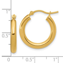 3mm Round Hoop Earrings in 10k Yellow Gold, 20mm (3/4 Inch)