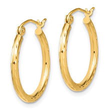 2mm 10k Yellow Gold Diamond Cut Round Hoop Earrings, 20mm (3/4 Inch)
