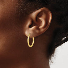 2mm 10k Yellow Gold Diamond Cut Round Hoop Earrings, 20mm (3/4 Inch)