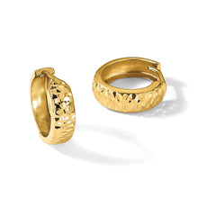 5mm 10k Yellow Gold Diamond Cut Hinged Huggie Hoops, 16mm (5/8 Inch)