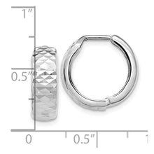 5mm 10k White Gold Diamond Cut Hinged Huggie Hoops, 16mm (5/8 Inch)