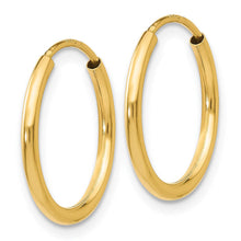 1.5mm x 16mm 14k Yellow Gold Polished Round Endless Hoop Earrings
