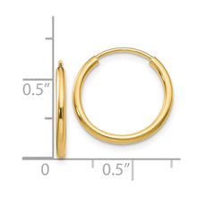 1.5mm x 16mm 14k Yellow Gold Polished Round Endless Hoop Earrings
