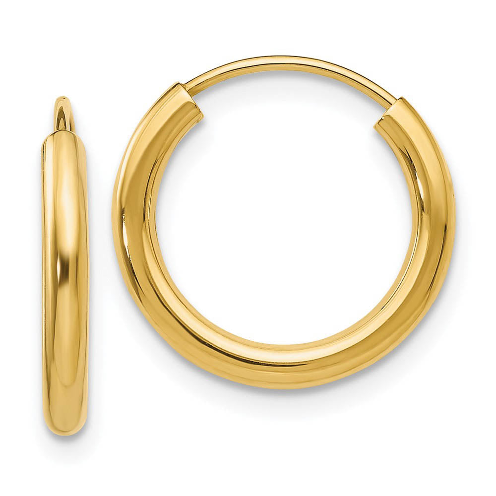 2mm x 15mm 14k Yellow Gold Polished Round Endless Hoop Earrings