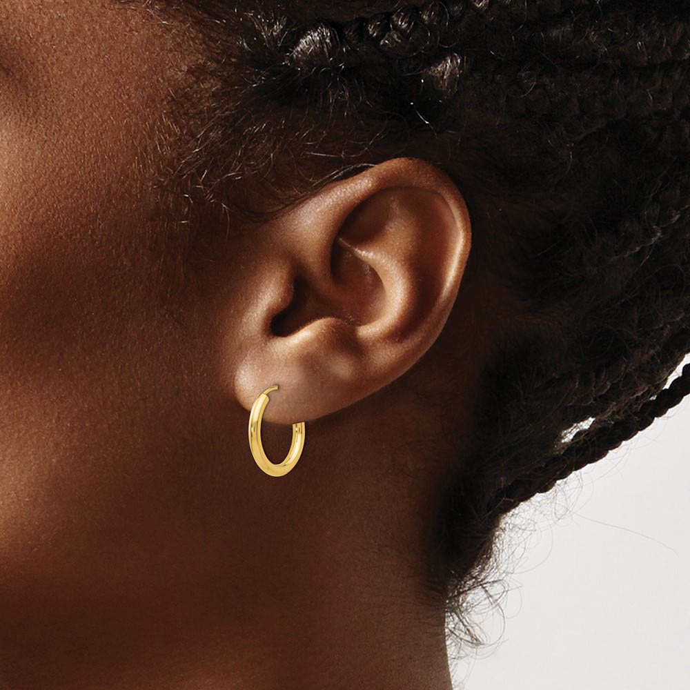 2mm x 15mm 14k Yellow Gold Polished Round Endless Hoop Earrings