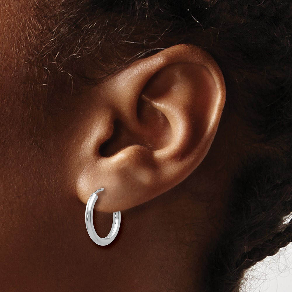 2mm x 16mm 14k White Gold Polished Round Endless Hoop Earrings