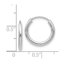 2mm x 16mm 14k White Gold Polished Round Endless Hoop Earrings