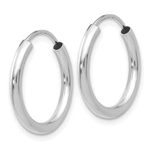 2mm x 18mm 14k White Gold Polished Round Endless Hoop Earrings