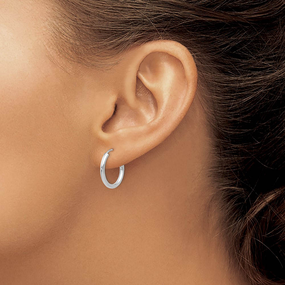 2mm x 18mm 14k White Gold Polished Round Endless Hoop Earrings