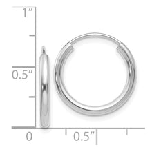 2mm x 18mm 14k White Gold Polished Round Endless Hoop Earrings