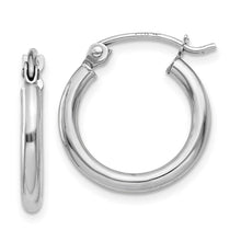 2mm x 15mm 14k White Gold Classic Round Hoop Earrings