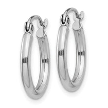 2mm x 15mm 14k White Gold Classic Round Hoop Earrings