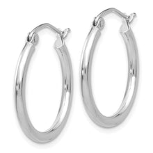 2mm x 20mm 14k White Gold Classic Round Hoop Earrings