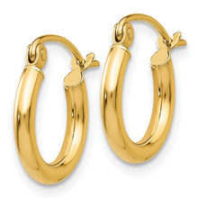 2mm x 12mm 14k Yellow Gold Classic Round Hoop Earrings