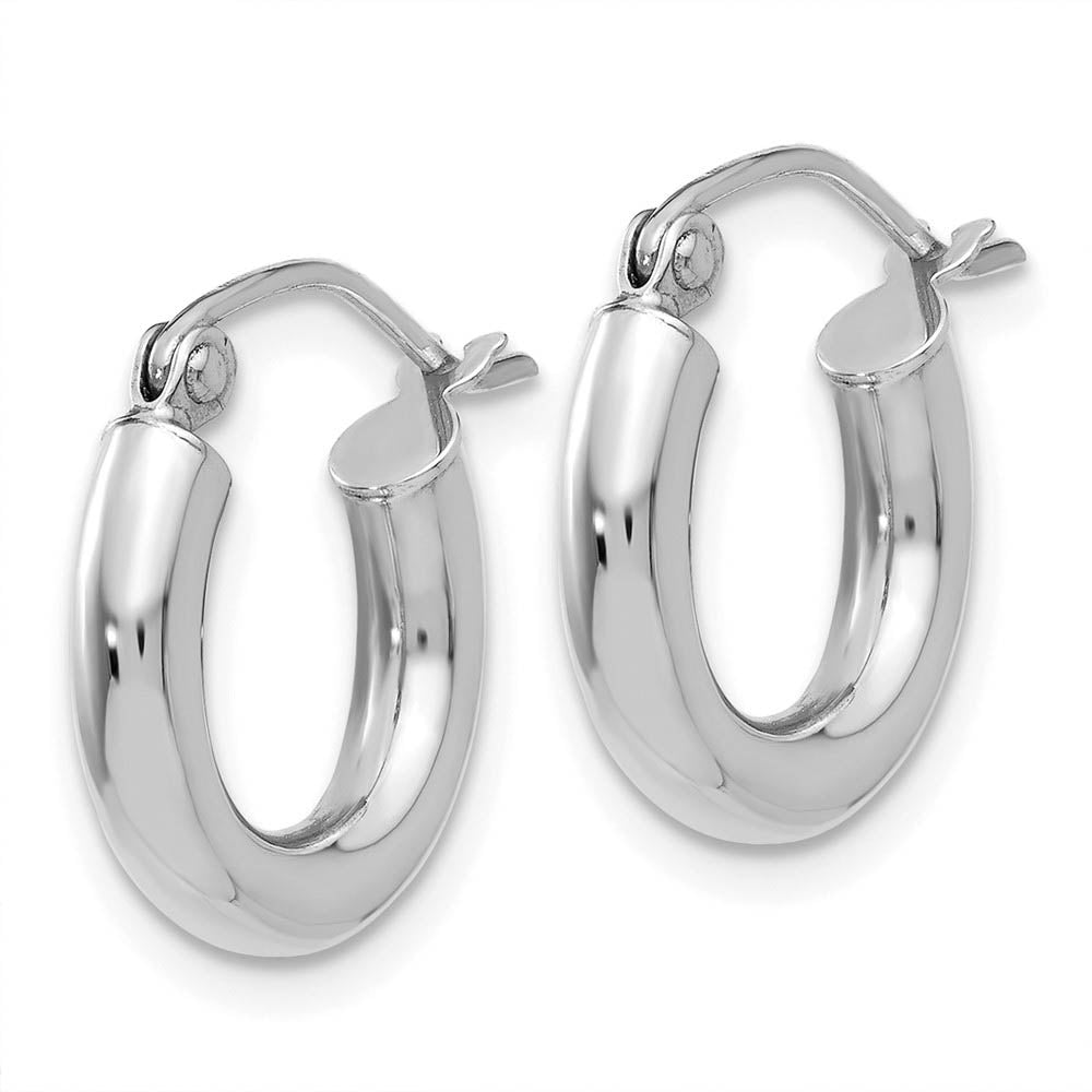 3mm x 13mm 14k White Gold Classic Round Hoop Earrings