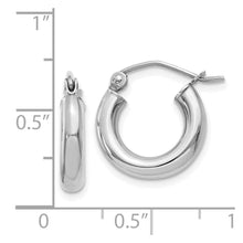 3mm x 13mm 14k White Gold Classic Round Hoop Earrings