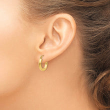 3mm x 15mm 14k Yellow Gold Classic Round Hoop Earrings