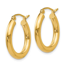 3mm x 20mm 14k Yellow Gold Classic Round Hoop Earrings
