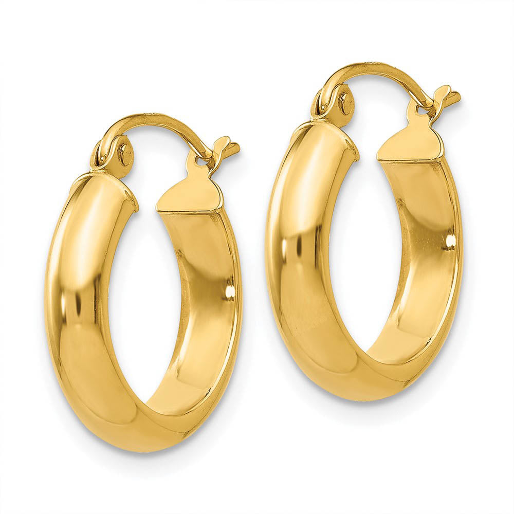 3.75mm x 16mm Polished 14k Yellow Gold Domed Round Tube Hoop Earrings