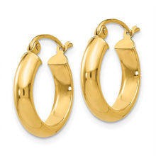 3.75mm x 16mm Polished 14k Yellow Gold Domed Round Tube Hoop Earrings