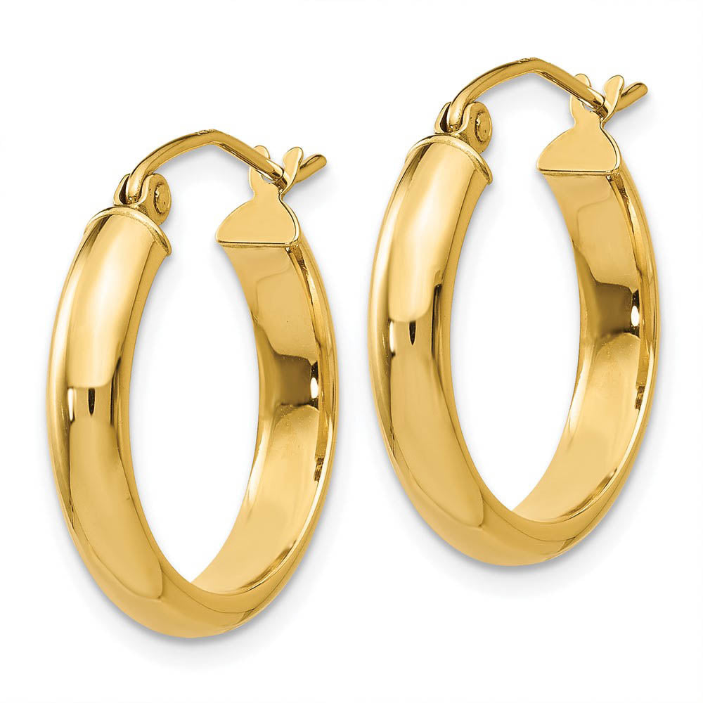 3.75mm x 20mm Polished 14k Yellow Gold Domed Round Tube Hoop Earrings